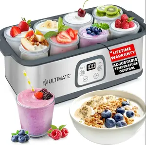 ultimate probiotic yogurt maker with adjustable temperature & time control - create trillions of live probiotics for better gut health - non-dairy friendly, BPA-Free glass containers, Lifetime Warranty