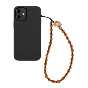 Crystal Beads Chain for Cell Phone Case Halloween Skull Charm Phone Straps Telephone Lanyard Jewelry