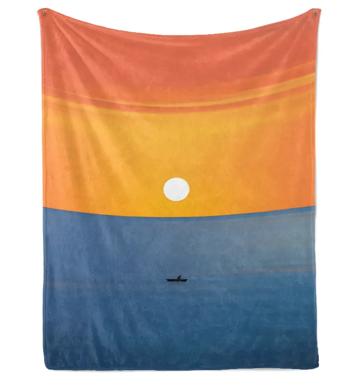 Sunset  Landscape Throw Blanket, Minimalist Nature Art Flannel Blanket, Cozy Soft Blanket for Bedroom Living Room Sofa Decor, Aesthetic Home Gift