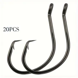 20pcs/box Fishing Circle Hooks, 2X Strong Senko Bait Texas Rig Jig Hooks for Bass, Fishing Tackle for Trout Saltwater Freshwater