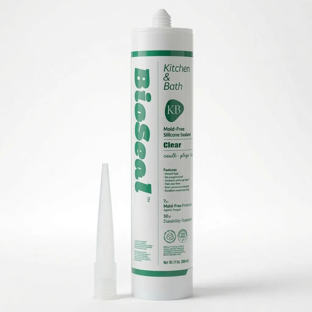 Kitchen & Bath BioSeal Silicone Caulk 10.1oz | Waterproof Bathroom & Kitchen Sealant | Mold Resistant | Clear, White & Translucent