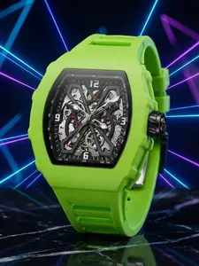 Onola Men's Automatic Mechanical Watch, Waterproof Skeleton Design, Barrel Shape Analog Dial, Alloy Material, All-Season Wear, Skeleton Watches