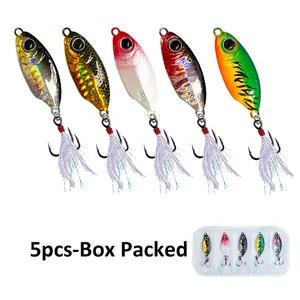 5pcs Metal Jigs Box Packed Long Casting 3D Eyes Treble Hook Fishing jigs Perfect for Predators Freshwater Saltwater Gifts for Men