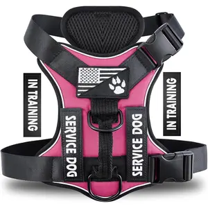 Service Dog Harness, Reflective Dog Vest Harness with 5 PCS Patches, Adjustable Soft Oxford Pet Harness, Inner Layer Mesh, Easy to Control for Dogs