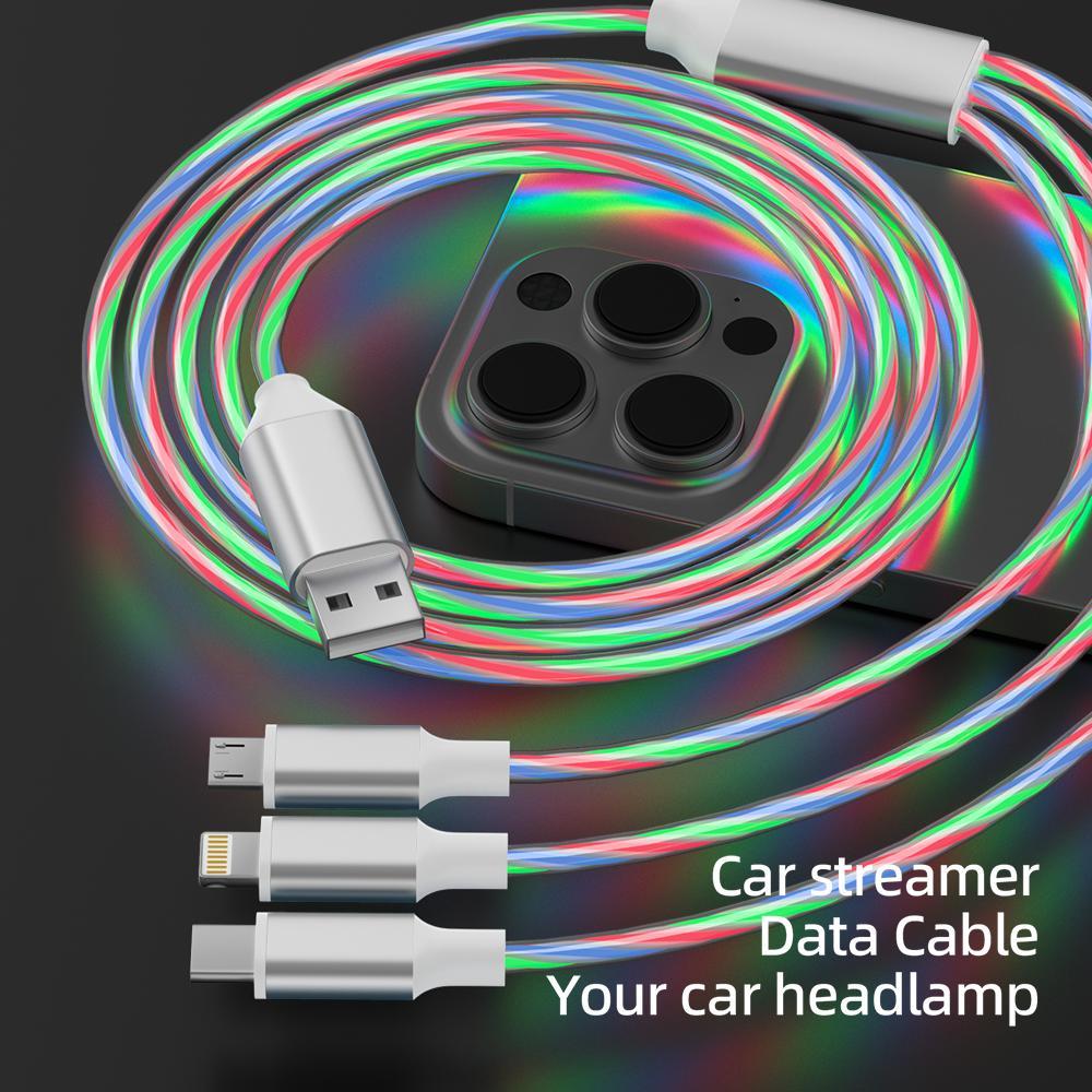 2 Packs 3-in-1 LED Glow Charging Cable, Flowing Light USB Cable, Universal 3 in 1 Charger Cord with USB C/Micro USB/Lightning, Compatible for iPhone Android Phones 2 Packs 3-in-1 LED Glow Charging Cable, Flowing Light USB Cable, Universal 3 in 1 Charger Cord with USB C/Micro USB/Lightning, Compatible for iPhone Android Phones