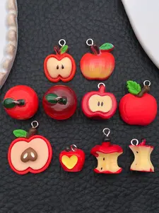 10pcs Resin 3D Apple Charms, Decorative Charm, Fruit Pendants, DIY Pendants, Realistic Food Decorations, Keychain Accessories, Perfect for Bracelets, Necklaces, Earrings