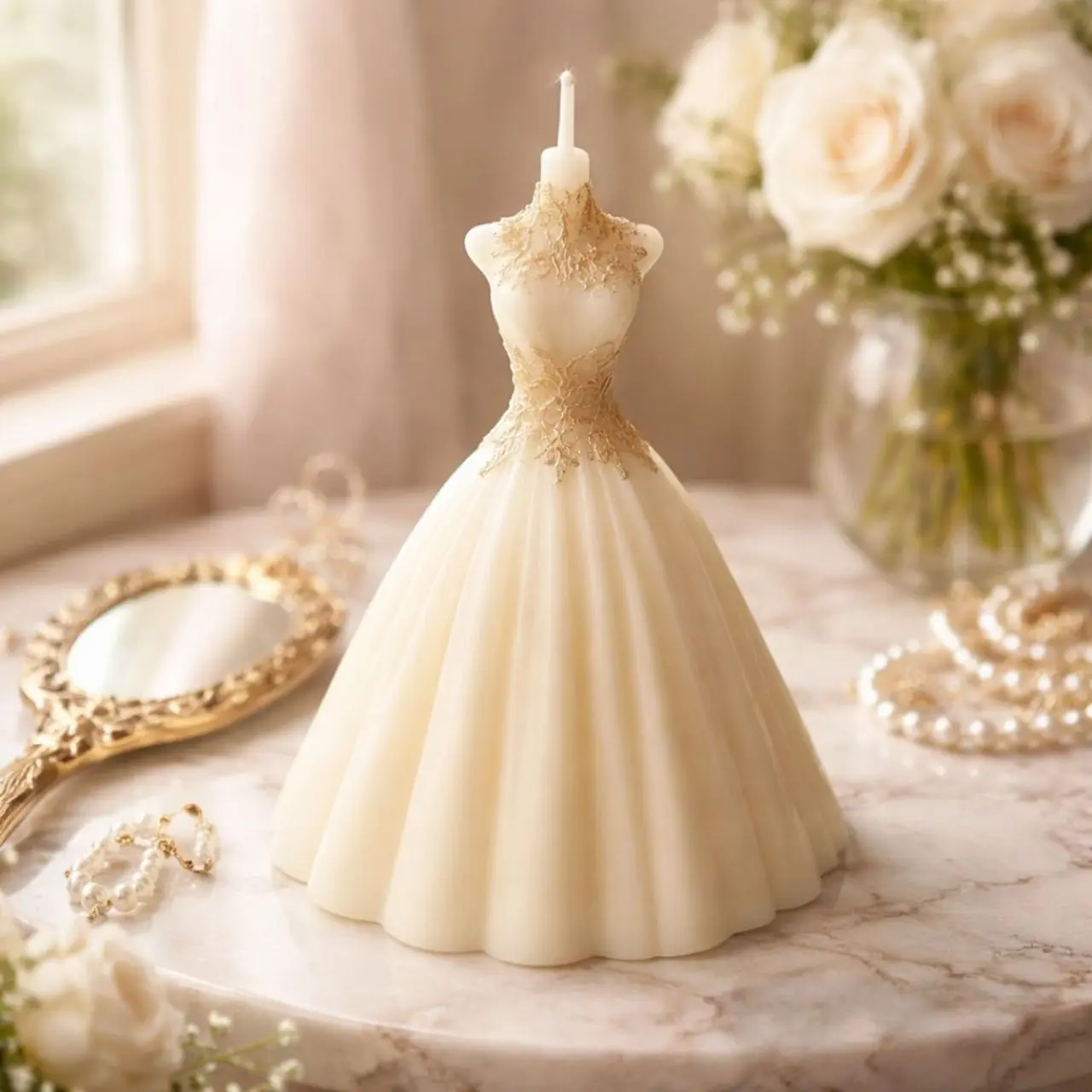 Bridal Wedding Dress Candle