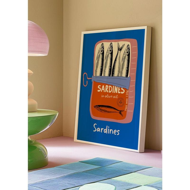 Trendy Sardines Art Print, Tin Fish Art Print, Sardines Tin Print, Colorful Fish Print, Kitchen Wall Art, Trendy Wall Art, Seafood Wall Art