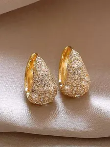 Elegant Synthetic Zircon Copper Earrings for Women, Fashionable Daily Party Casual Jewelry, Unique High-End Classic Style