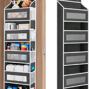 5 Tier Over Door Organizer Storage Rack Hanging Closet Shelf Space Saver