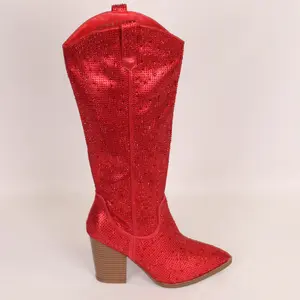 IMOGEN-38 WOMEN'S BOOTS RHINESTONE EMBELLISHED SUEDE MATERIAL WITH SIDE ZIPPER