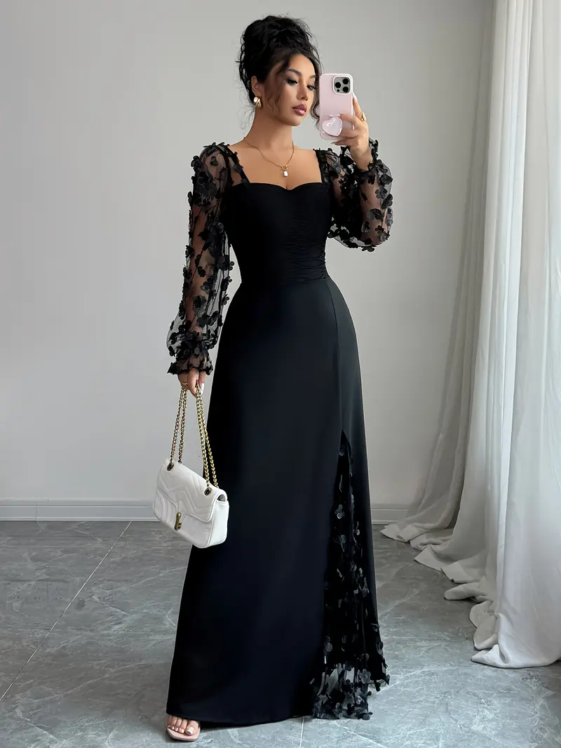 slim fit dress slacks Modest A-Line Lace Prom Dresses with Flare Sleeves ARD2114 main image 0