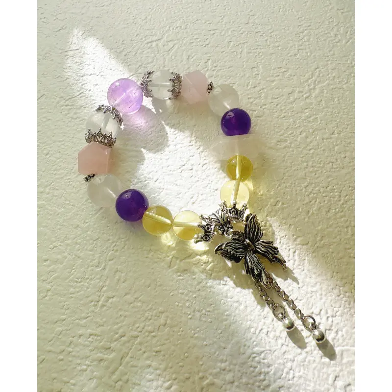 TikTok popular butterfly crystal bracelet| Amethyst + Rose Quartz, brings calm and confidence#Douyin made me buy it#Healing crystals#Rose Quartz Bracelet#Crystal bracelet#Amethyst Jewelry