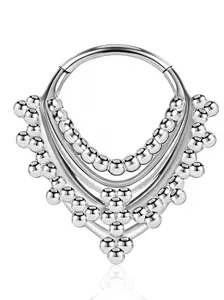 vanku 1pcs Vintage Style 316L Stainless Steel Nose Septum Clicker Ring, Elegant Design Heart Pattern, All-Seasons Wearable Cartilage Tragus Body Jewelry Piercing Jewelry
