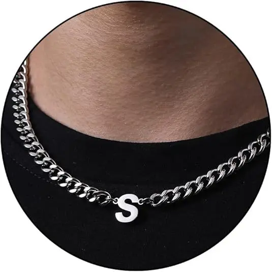 S letter necklace (steel color)