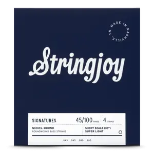 Stringjoy 45-100 Short Scale 4 String Super Light Gauge Signatures - Nickel Wound Bass Guitar Strings