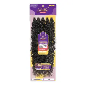 Outre Human Hair Blend Crochet Braids Purple Pack Feather Crochet Hawaiian 18"