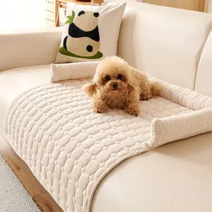 Thick Velvet Pet Sofa Bed Shaped Beds with Guardrail, Anti-Slip Non-Scratch Cat Dog Universal Sleep Pad, Washable Sofa Protector Mat