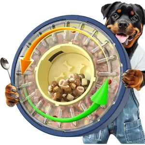 5-60 Min Adjustable Slow Feeder for Dogs, Large Capacity 4-Cup Spinning Dog Puzzle Feeder, Anti-Gulping Treat & Food Dispenser, Mental Enrichment Toy, U.S.