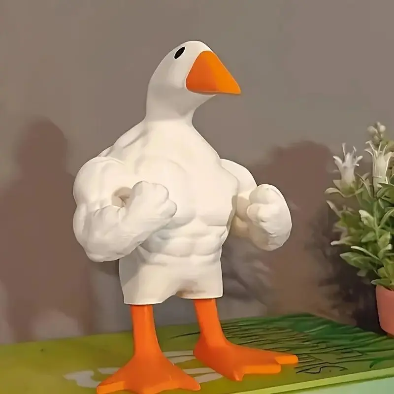 Funny Muscle Duck Statue Decoration, Cute Funny Muscular Goose and Duck Home Decor, Living Room and Bedroom Decorative Resin Figurine Statue Ornament, Cute Figurines, Decoration Figure, Decorative Ornaments