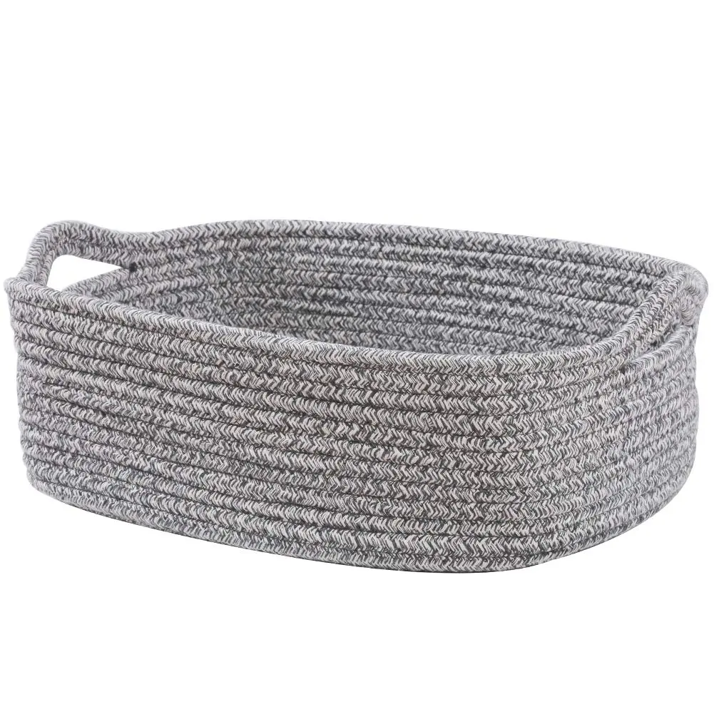 Compact Cozy Woven Cotton Rope Storage Basket - Bedroom Organizer, Cabinet Clothes Organizer, Laundry Room Organiser, Cube Changing Table Bin for Closet Towels, Baby Nursery