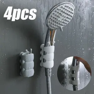 4pcs Silicone Shower Head Holder, Universal Adjustable Wall Mounted Shower Head Suction Cup Stand, No Drilling Bathroom Accessory