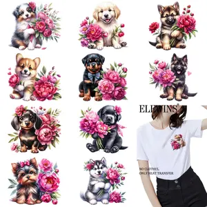 12 Sheets Dog Heat Transfer Vinyl HTV DTF Transfer for T-shirts Hoodies Jeans Bags Pillows Washable Iron on Vinyl for Men Women Crafts Supplies