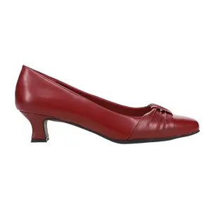Easy Street Womens Waive Square Toe Kitten Pumps Dress Casual Low Heel 1-2" - Red