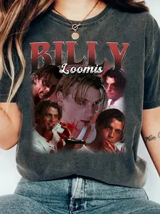 This washed black Billy Loomis tee is a Scream fan’s must-have 🩸 | Retro 90s-style collage of the iconic villain—perfect for horror nostalgia and edgy street style 👕 | #BillyLoomisTee #ScreamMerch #HorrorNostalgia