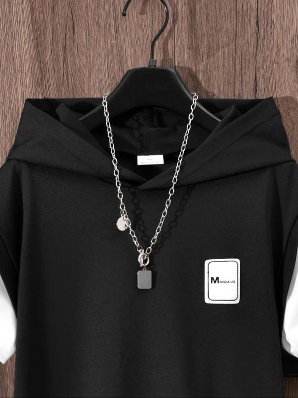 Two-piece Set Boy's Hooded Top & Shorts, Casual Hooded Top & Track Shorts for Summer, Kids Clothes for Daily Wear