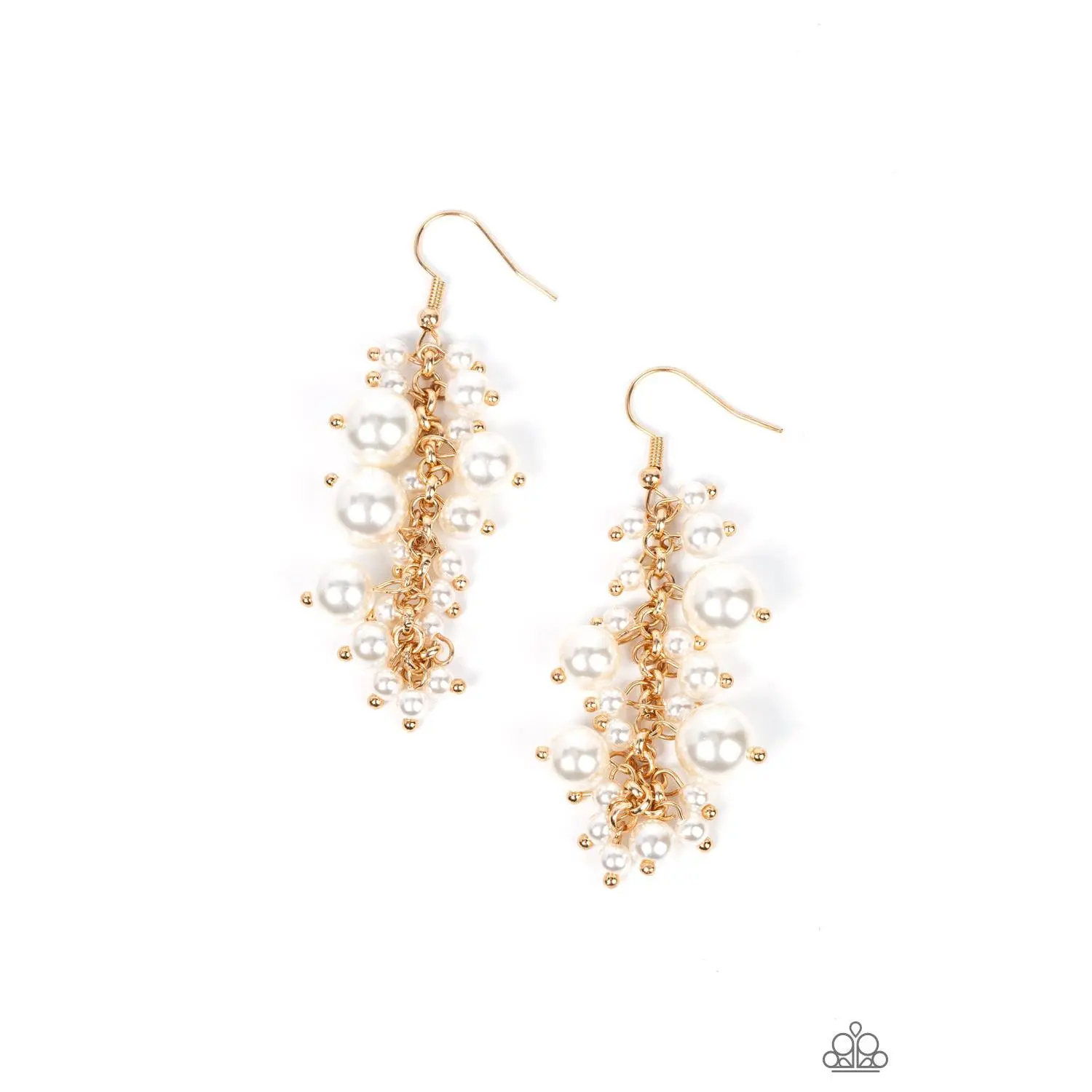 The Rumors are True - Gold White Pearl Cluster Earrings - Paparazzi
