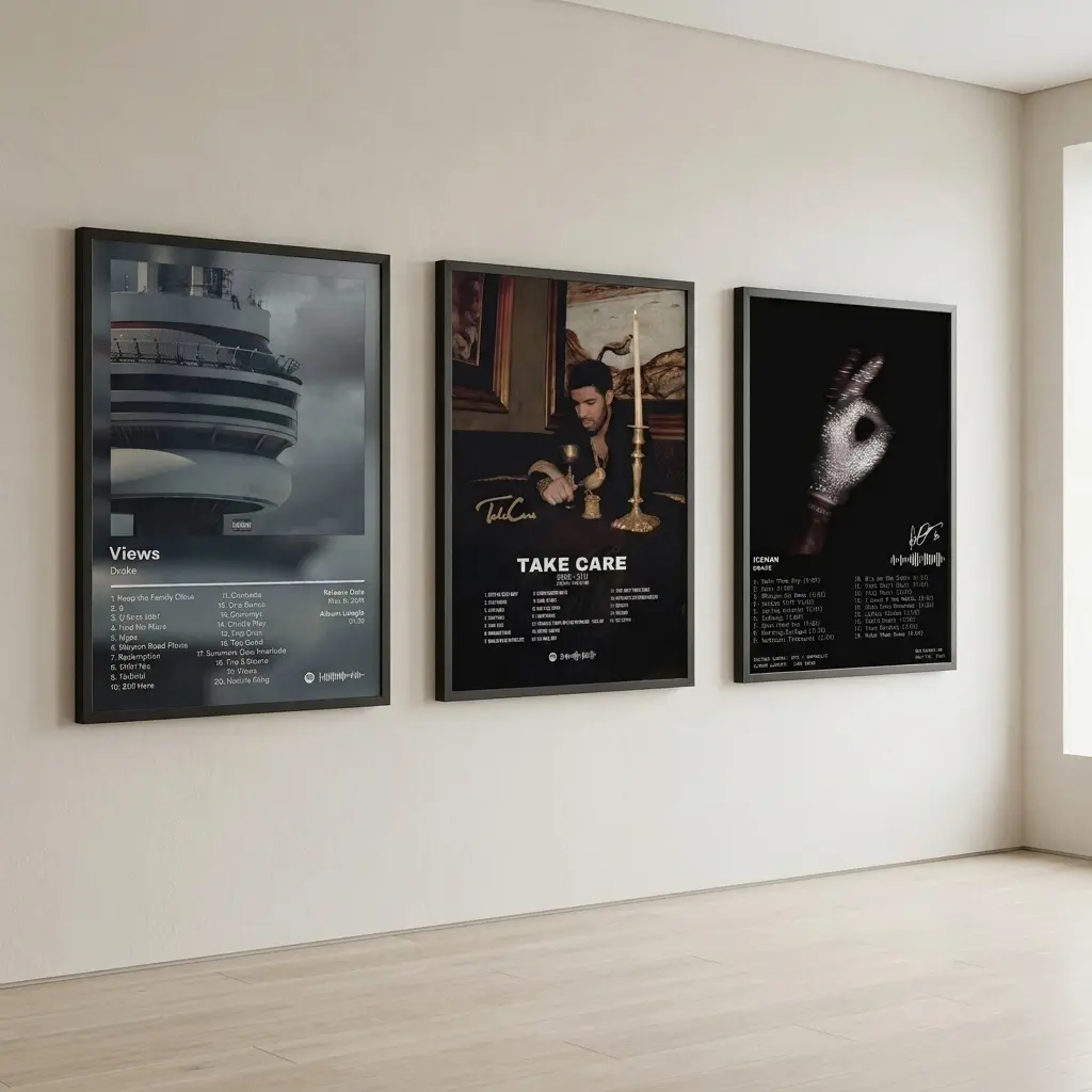 Premium Eco-Friendly Drake Music Album Poster Wall Art, High-Quality Canvas Print Modern Home Decor, Optional Gallery Wrapped or Black Frame