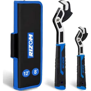 Self Adjusting Pipe Wrench Set, 8" and 12" with Adjustable Jaw