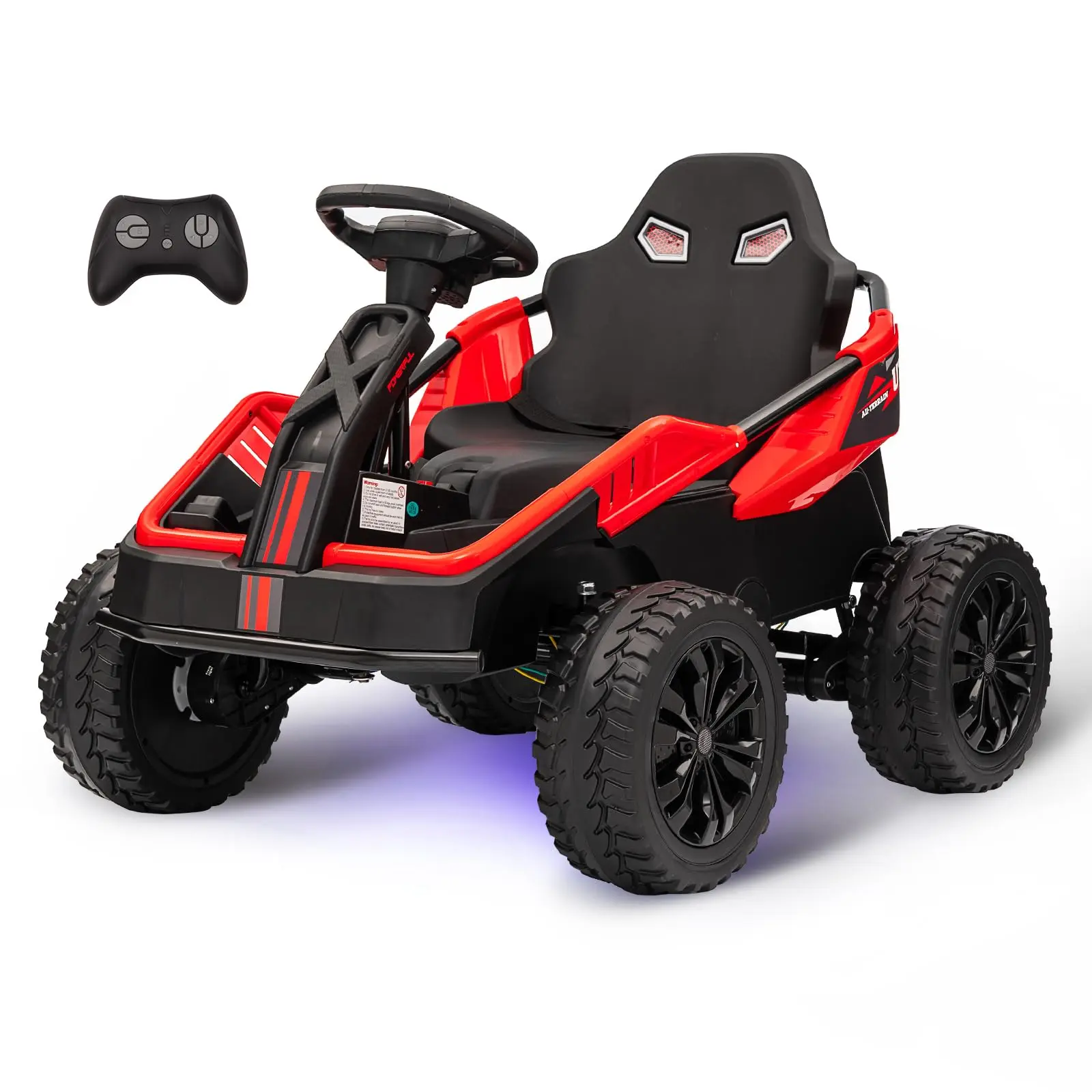 Gaomon 24V Electric 4-Wheeler Toddler Tricycle Toy (37-95mths) - Metal Frame, Dual Batteries, Parent Remote, Front Tow Handle, Bluetooth Music, Horn, 4 Shock Absorbers, All-Terrain Tires, Elevated Chassis, Ergonomic Seat, Red for Playground & Off-Road Fun