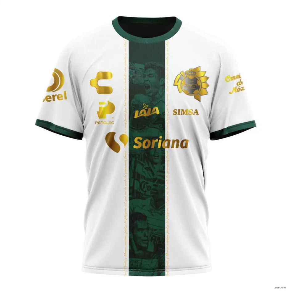 LIGA MX Santos Laguna 40th Anniversary 3D Jersey, Special Edition Soccer Fan Shirt, Club Santos Football Apparel