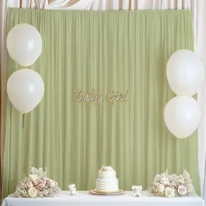 Classic Light Polyester Backdrop Curtain, Wrinkle-Free Background for Parties, Soft Fabric Wedding Ivory Curtains, Party Decoration Supplies