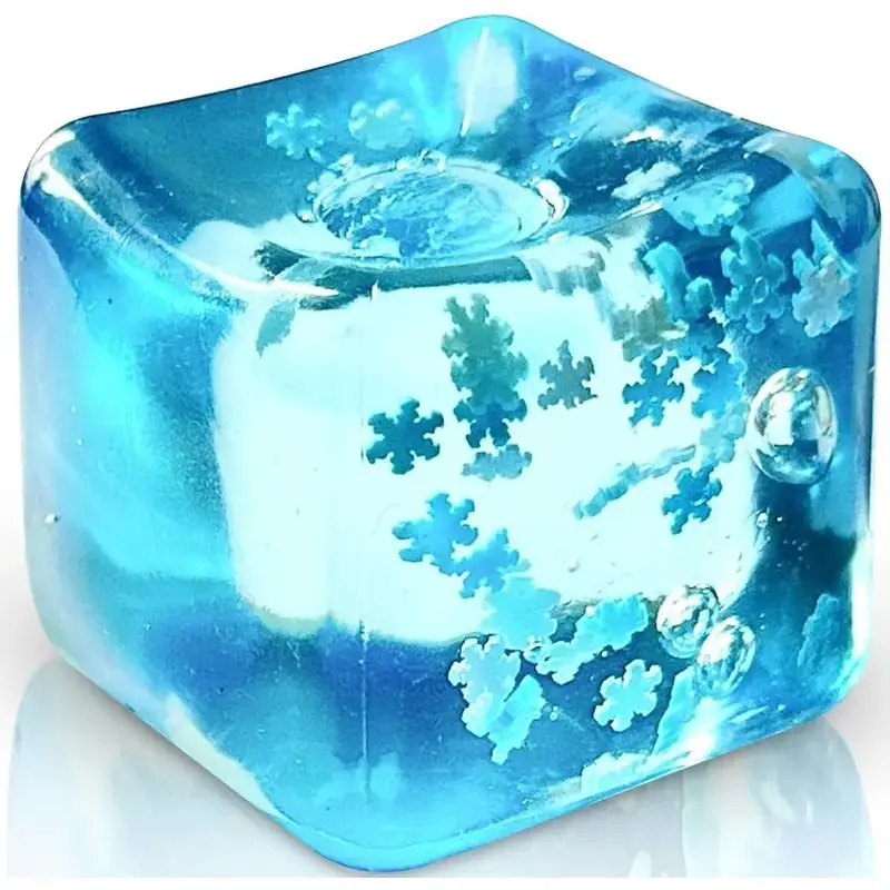 Slow Rise Stress Balls (1-4Pack) - Square Ice Cube with Snowflakes Inside, Sensory Fidget Toys for Anxiety Relief in Adults & Kids, Calming Squishy for Classroom Prizes & Office Desk, Relaxation Gift