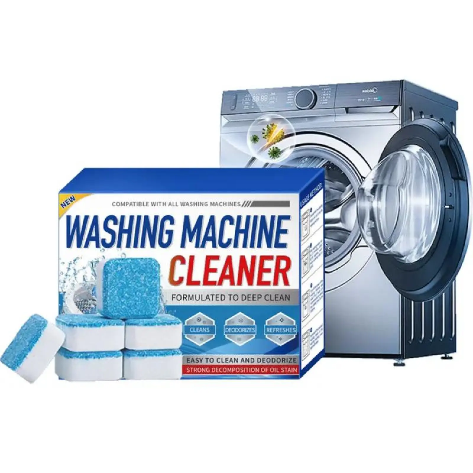 Washing Machine Cleaner Descaler 24Pack-Deep Cleaning Tablets , Lnside Drum AndLaundry Seal,Household Essentials,For HE Front LoaderTop Load Washer Deodorizer.