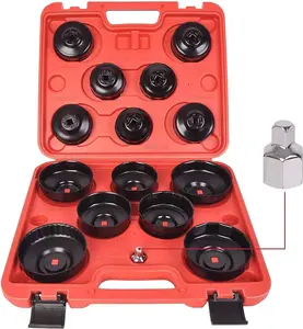 15Pcs Cup Type Oil Filter Cap Wrench Socket Removal Tool Set W/case 3/8" Drive