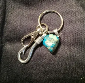 Natural Stone & Fish Hook Keychain – Style 2