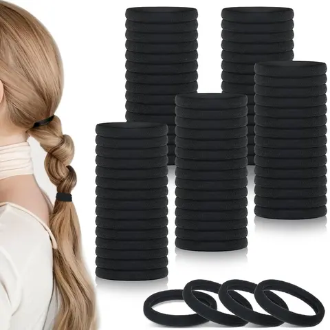 100Pcs Elastic Ponytail Holder Hair Ties for Women Girls, 1.5 Inch (3.8 cm), Nylon Headbands Bulk Set Hair Accessories