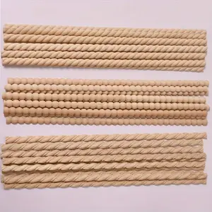 12pcs Natural Wood Beaded Molding Sticks, Half Round Bobbin Trim for DIY Home Decor, Rustic Charm, Smooth Texture, Wood Trim