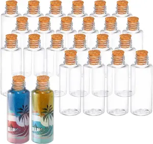 Plastic Sand Art Bottles with Cork Stoppers Arts and Crafts Mini Jars, 2 Oz and Pack Of 24