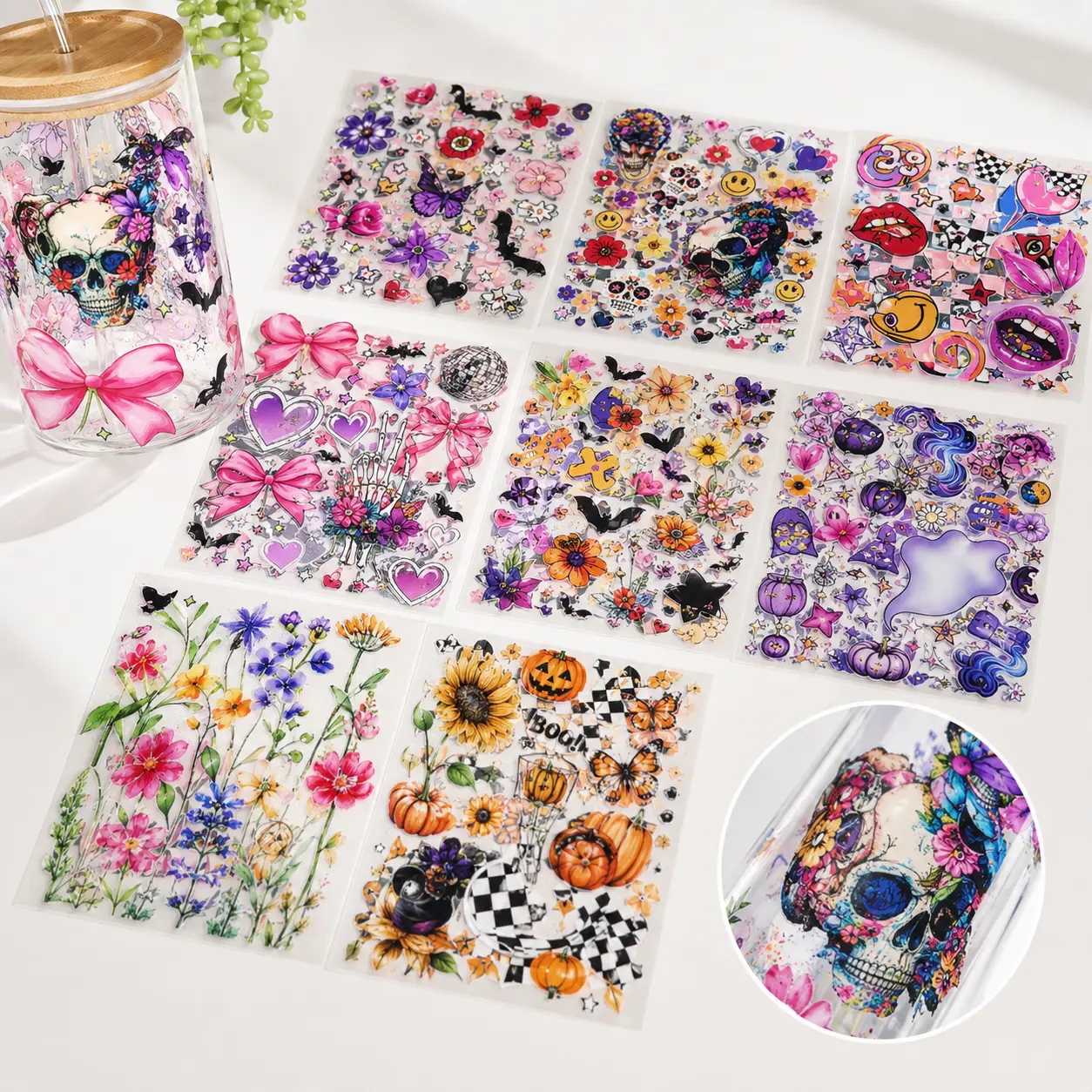20pcs 16oz Cute Cartoon UV DTF Cup Stickers summerwins Decorative Decal Craft