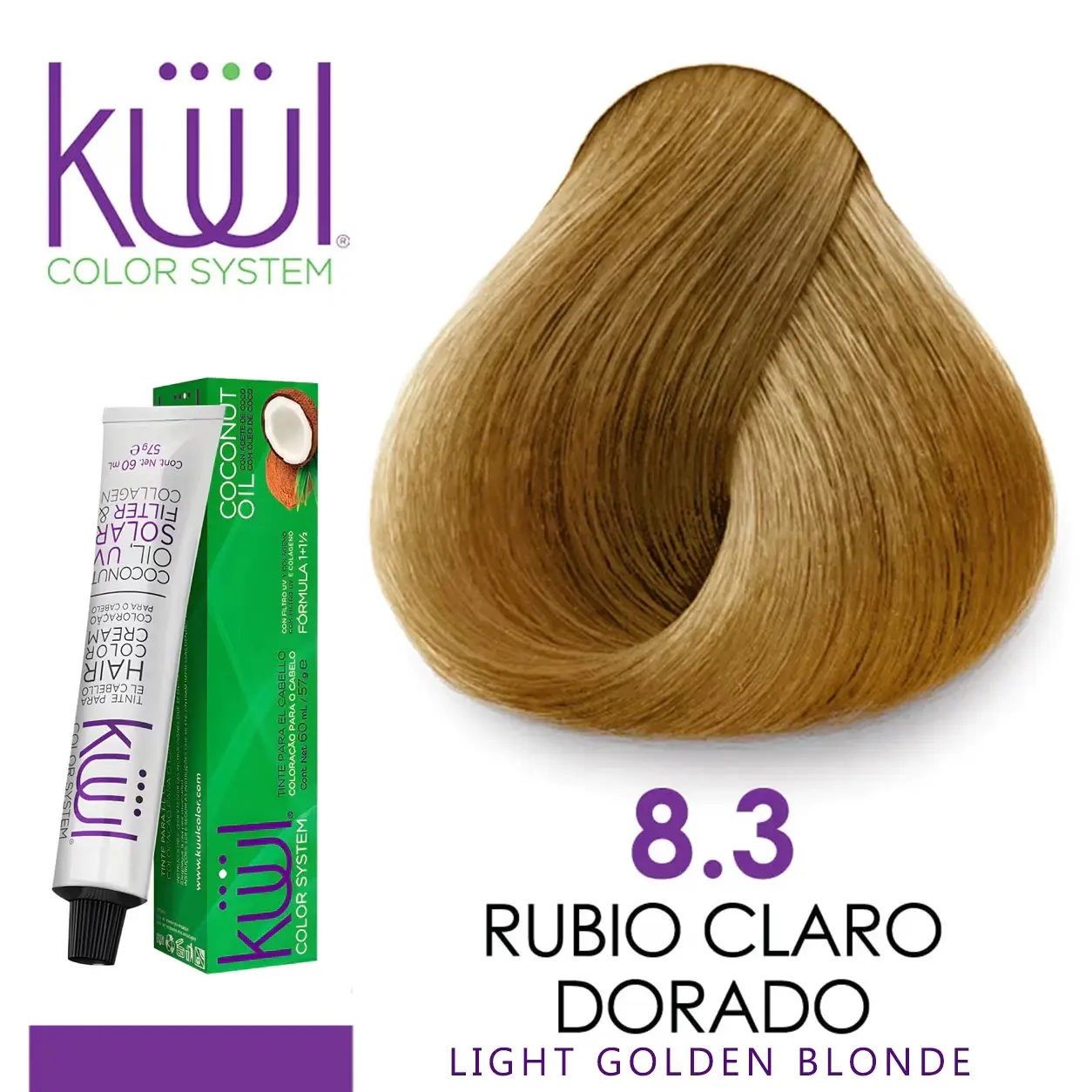 Kuul Color System 8.3 Rubio Claro Dorado | Light Golden Blonde | Tinte Para El Cabello | Permanent Hair Dye