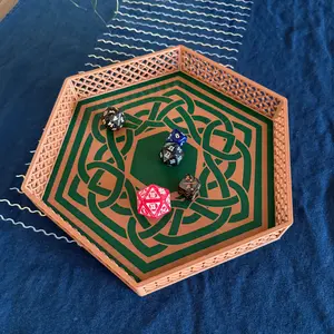 Celtic Knot Dice Tray – Hexagonal Dice Rolling Tray for D&D, MTG & Tabletop Games