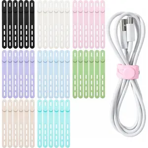 48 count   Ties  Cord Organizer with 4-hole Design, Colorful Flexible  Wraps for  Cords, Power Cables, Hair Dryer Wire, Travel,  Office Organization, 8 Color