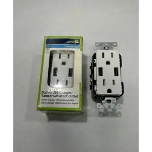 LOT OF 2 Leviton 15 Amp USB Charging Tamper Resistant Duplex Outlets - White