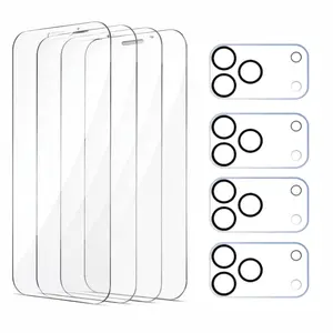 iPhone 17 Pro Max 4-Pack Clear Screen Protector + 4-Pack Camera Protector Combo – Premium Tempered Glass, Scratch-Resistant, Bubble-Free Installation