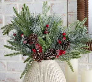 Set of 4 Frosted Berry and Pinecone Picks by Valerie